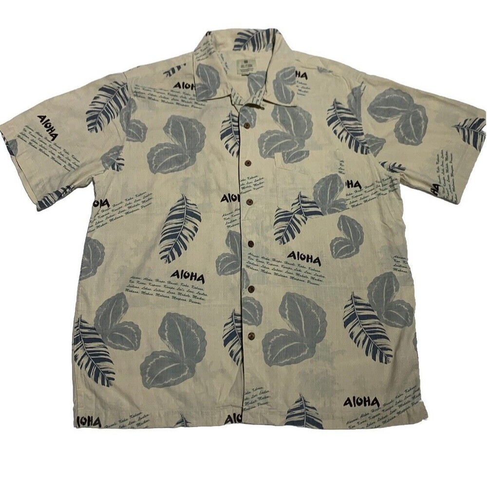 Solitude Washable Silk Camp Shirt Men Large Novelty Aloha Tropical Short Sleeve